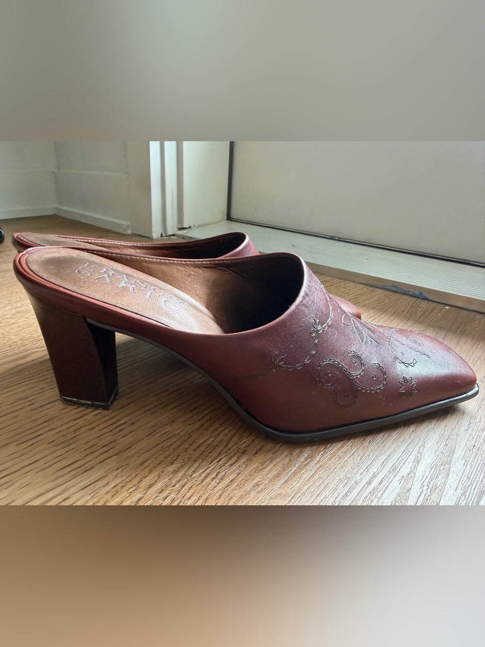 Franco Sarto Brown Leather Mules